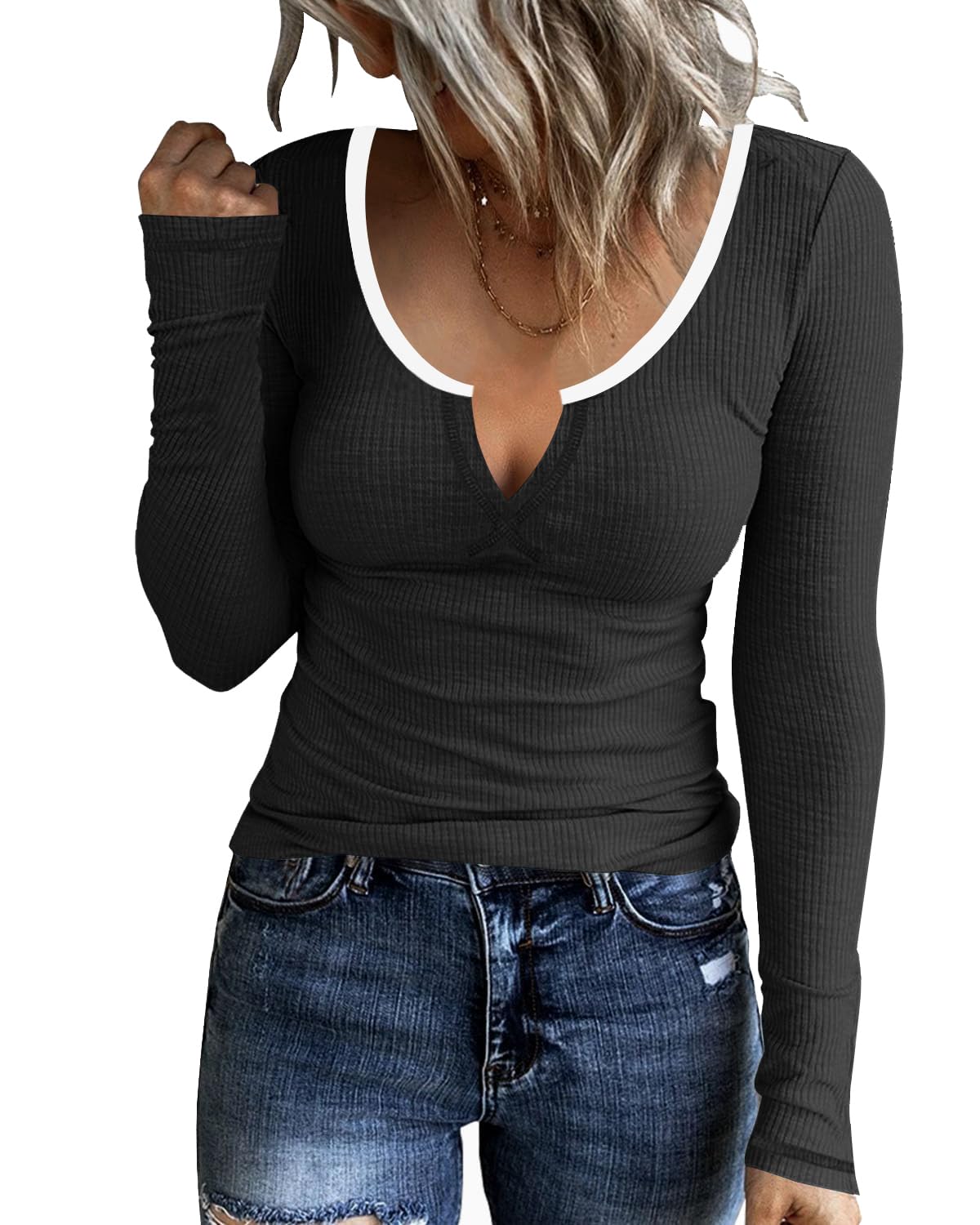 Women’s Long Sleeve V Neck