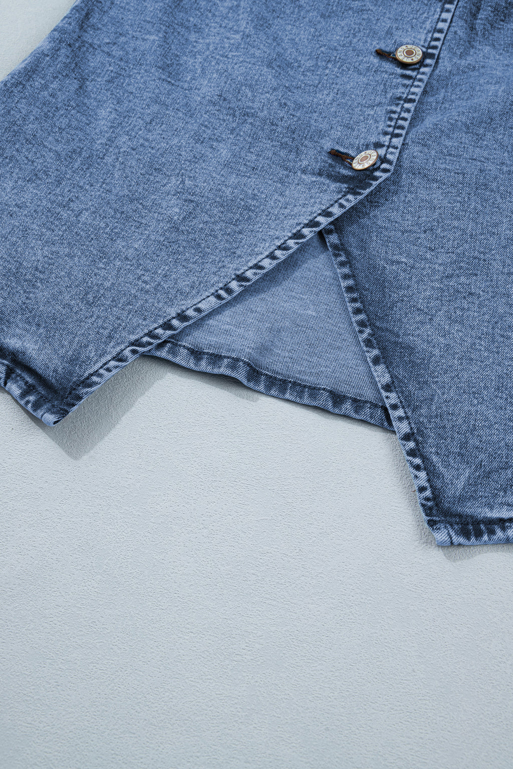 Ashleigh Blue Buttoned Front Slit Denim Vest