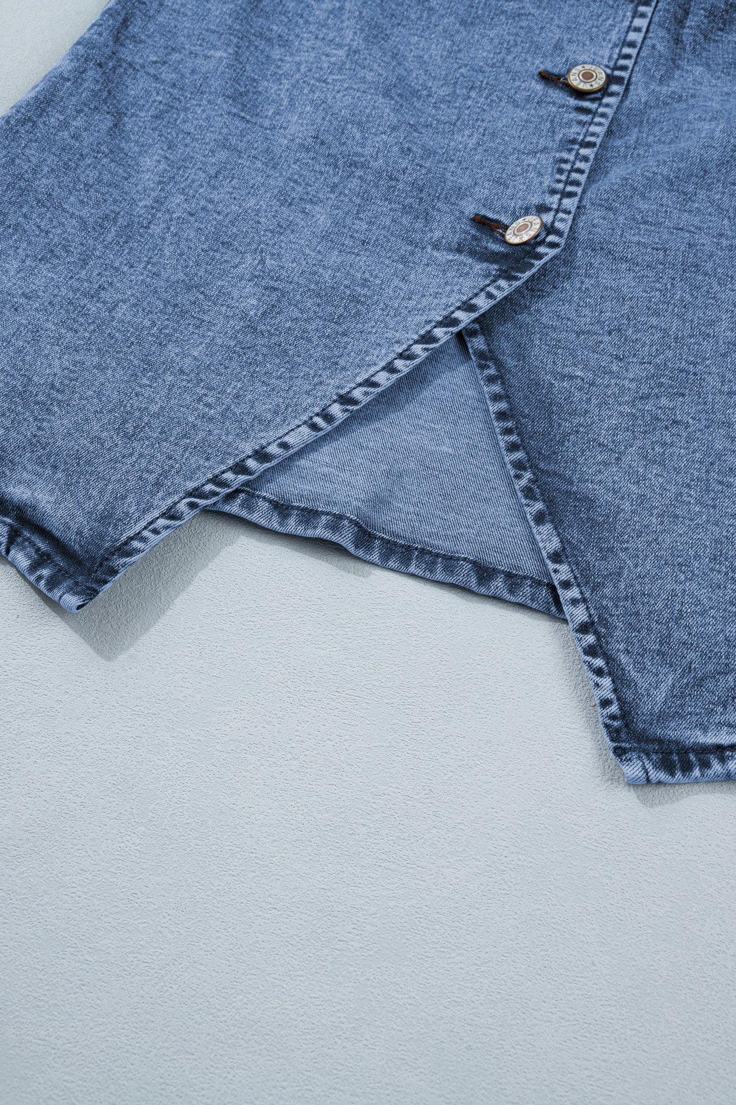 Ashleigh Blue Buttoned Front Slit Denim Vest