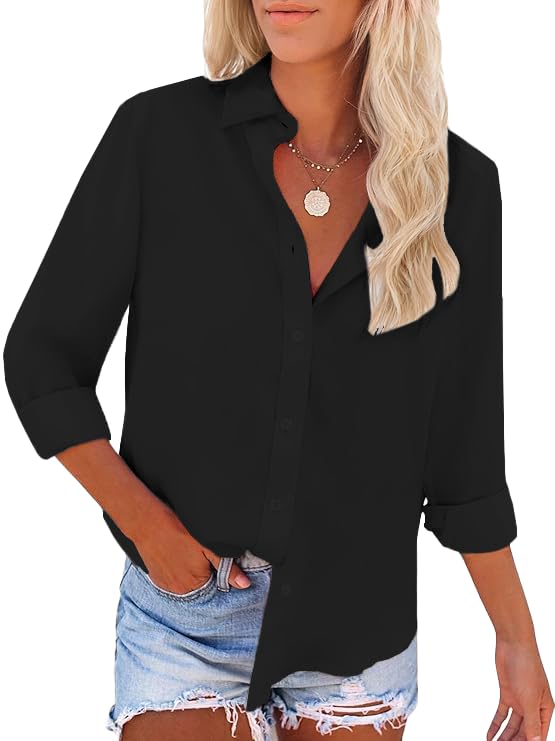 Womens Button Down Wrinkle Free Dress Shirts