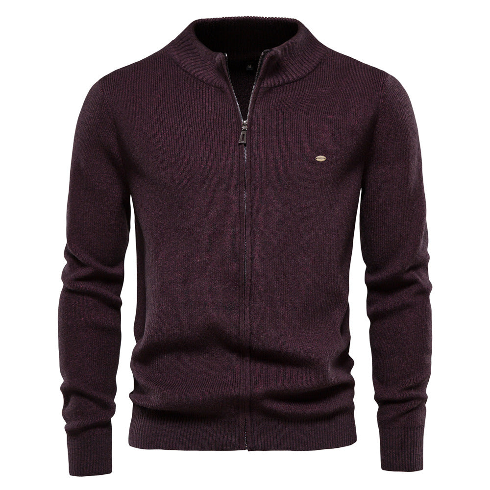 Solid Color Zipper Sweater for Men