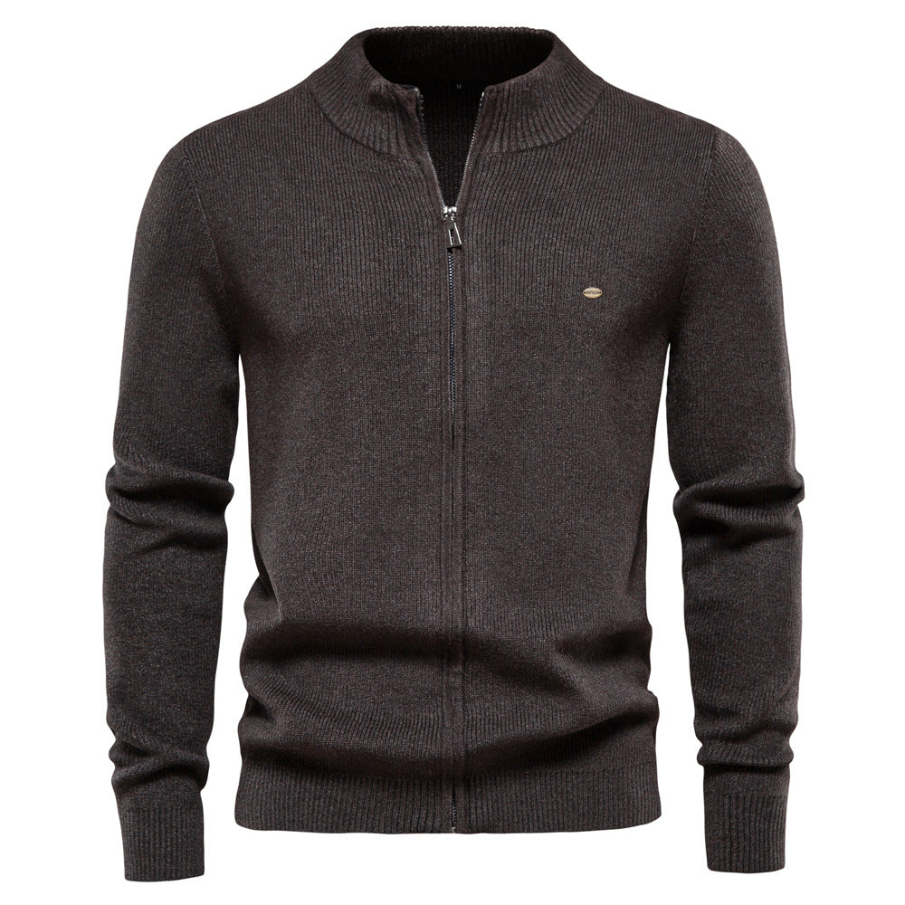 Solid Color Zipper Sweater for Men