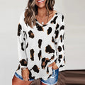 Leopard Print Loose Casual V-Neck T-Shirts for Women