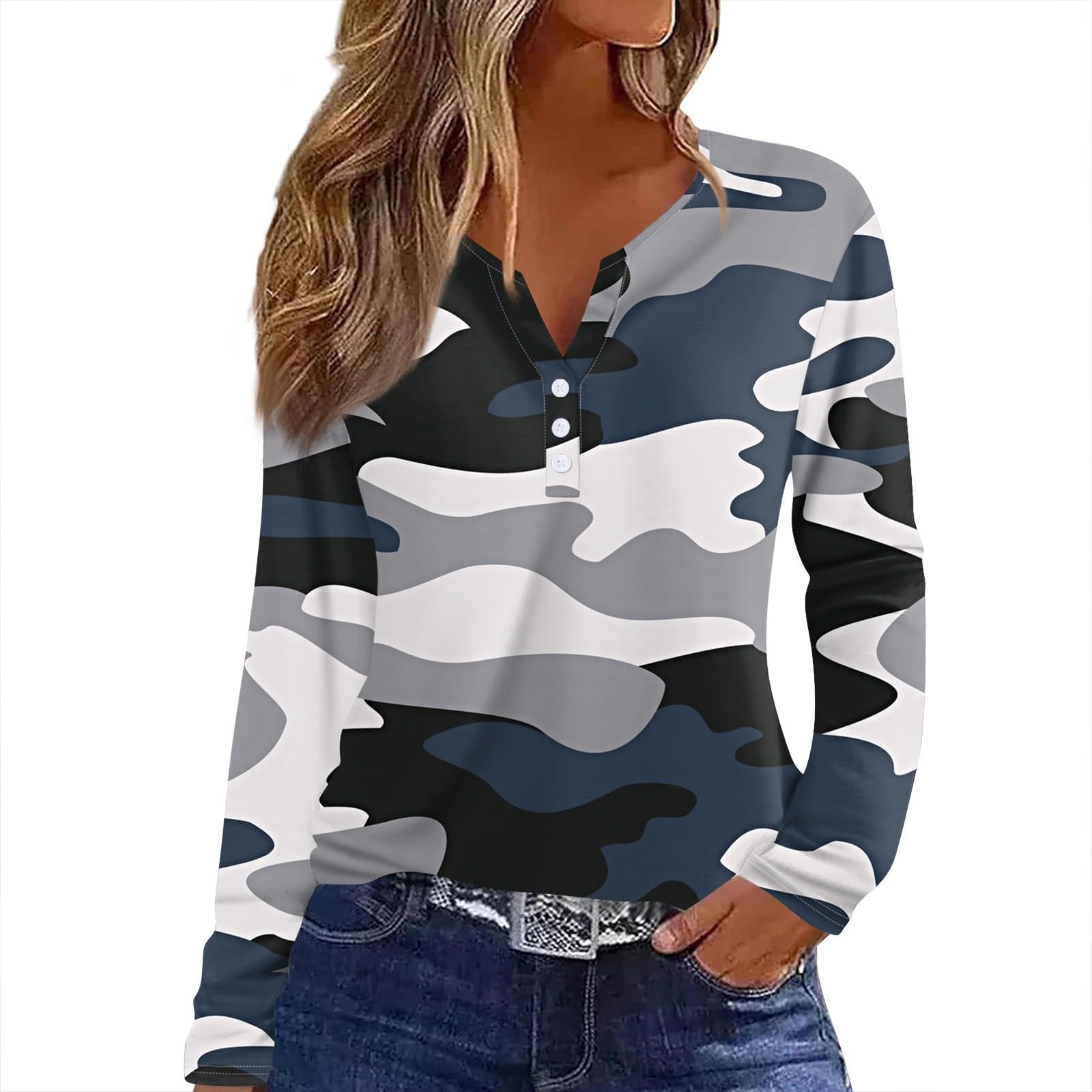 Womens Long Sleeve T Shirts Fall Camo Shirt