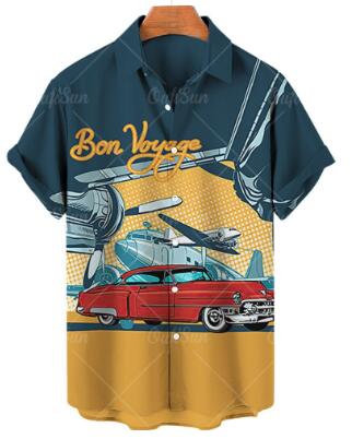 Men's Vintage Printed Short Sleeve Hawaiian Shirts