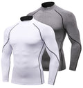 2/3 Pack Mens Compression Shirts Long Sleeve Workout Shirts Mock Turtleneck Athletic Base Layer Active Undershirts Tops